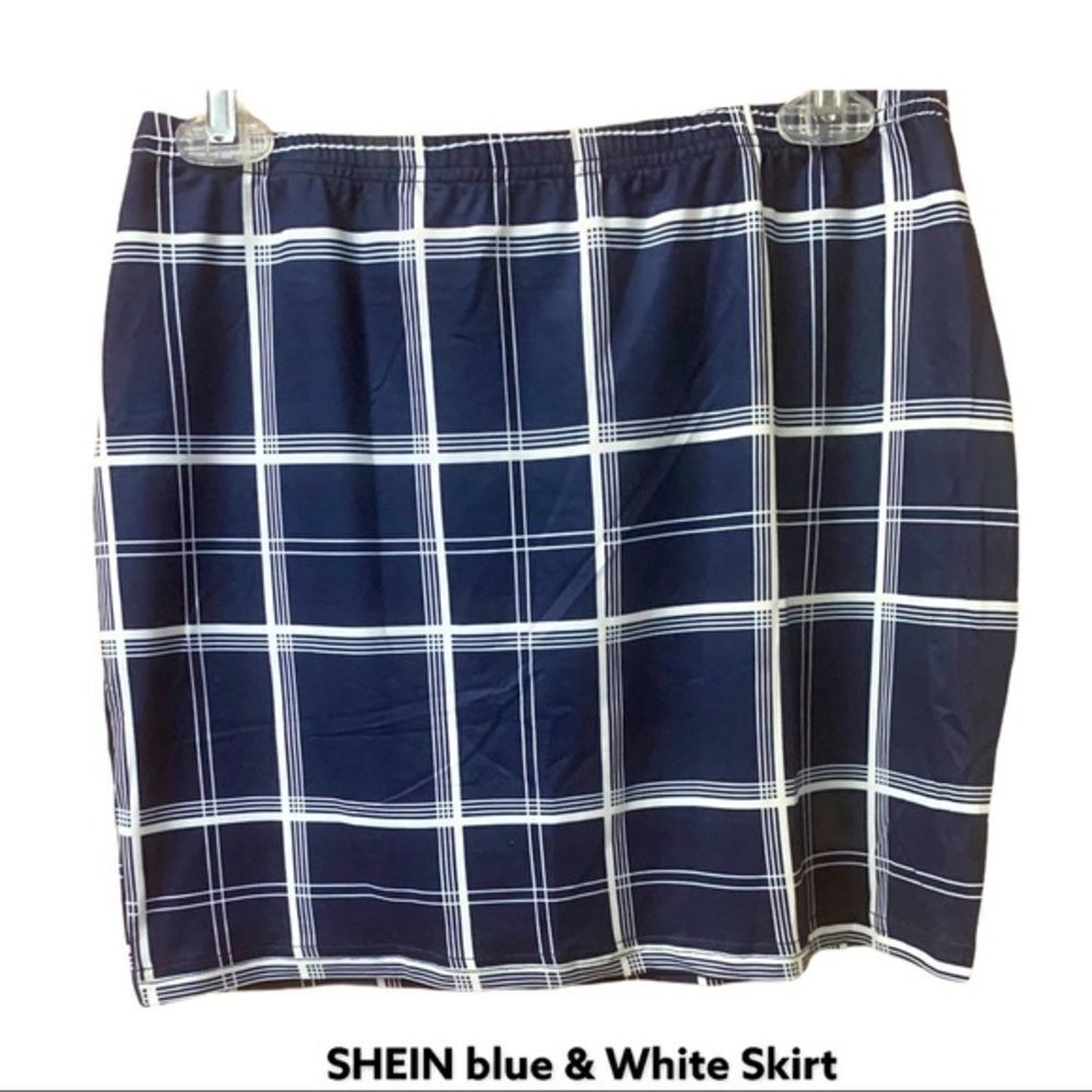 NWT SHEIN Blue & White Striped Mini Skirt